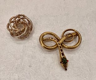Fabulous MMA Snake Pin 1985 And Costume Goldtone Brooch
